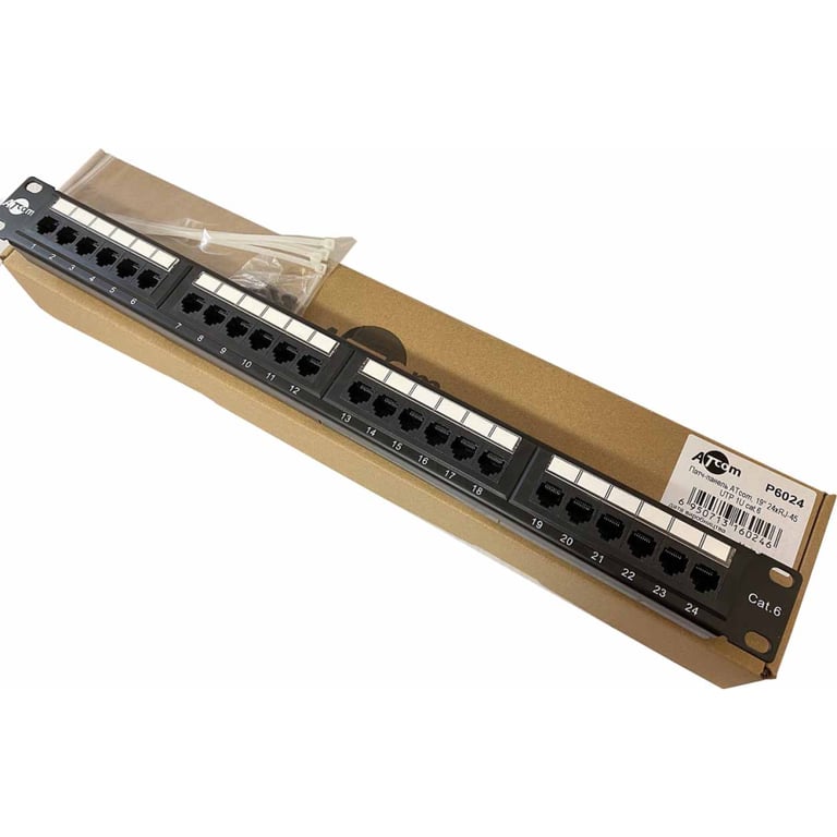 Патч-панель Atcom 19″ 24 порта UTP cat.6 (P6024)