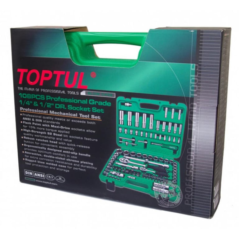 Набір інструментів Toptul автомобільний 1/4", 1/2" 108од. (6-гр.) (GCAI108R) - фото 4