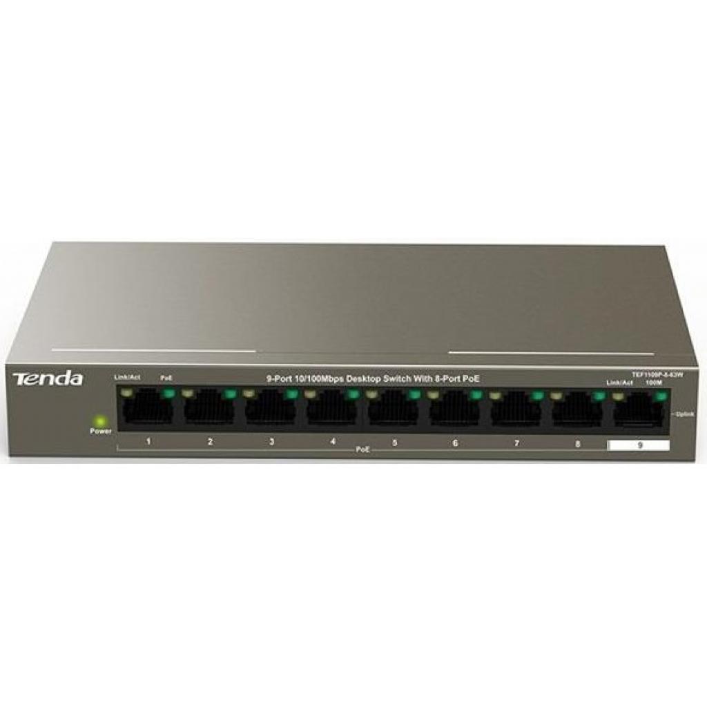 Комутатор мережевий Tenda TEF1109P-8-63W - фото 1 Комутатор мережевий Tenda TEF1109P-8-63W - фото 1