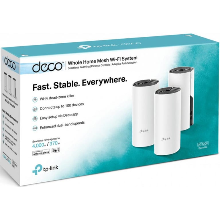 Точка доступу Wi-Fi TP-Link DECO E4 3 pcs AC1200, 2xFE LAN/WAN, MESH, MU-MIMO, Beamformi (DECO-E4-3-PACK) - фото 4