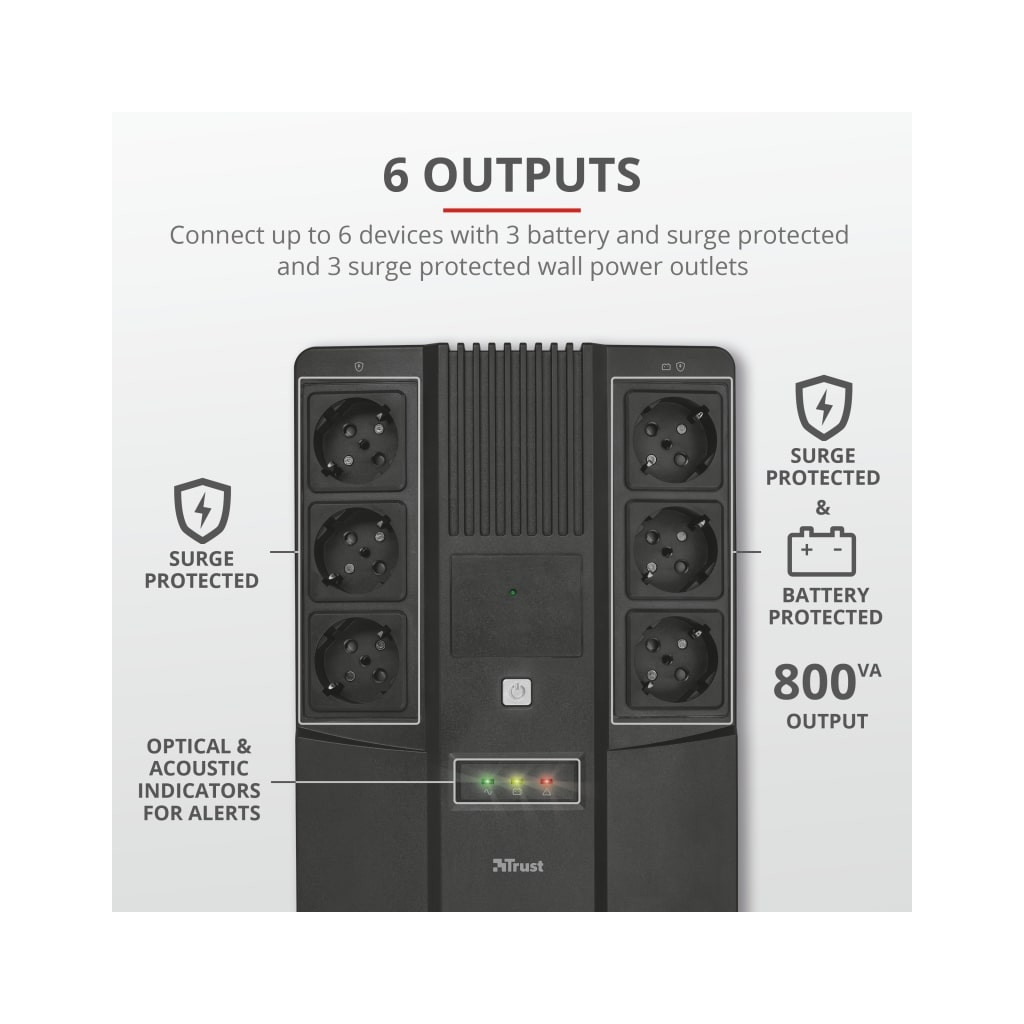 Пристрій безперебійного живлення Trust Maxxon 800VA UPS (23326_TRUST) - фото 9 Пристрій безперебійного живлення Trust Maxxon 800VA UPS (23326_TRUST) - фото 9
