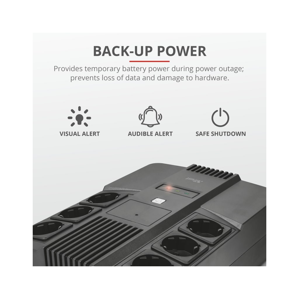 Пристрій безперебійного живлення Trust Maxxon 800VA UPS (23326_TRUST) - фото 10 Пристрій безперебійного живлення Trust Maxxon 800VA UPS (23326_TRUST) - фото 10