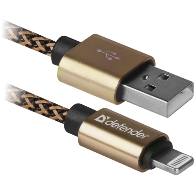 Дата кабель USB 2.0 AM to Lightning 1.0m gold Defender (87806) - фото 1