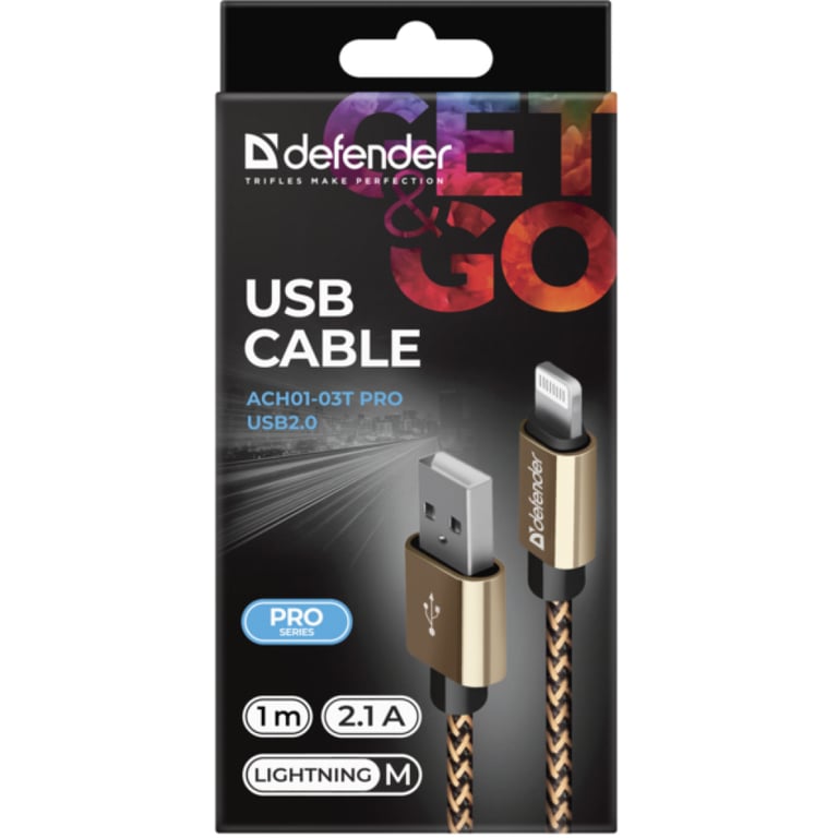 Дата кабель USB 2.0 AM to Lightning 1.0m gold Defender (87806) - фото 3