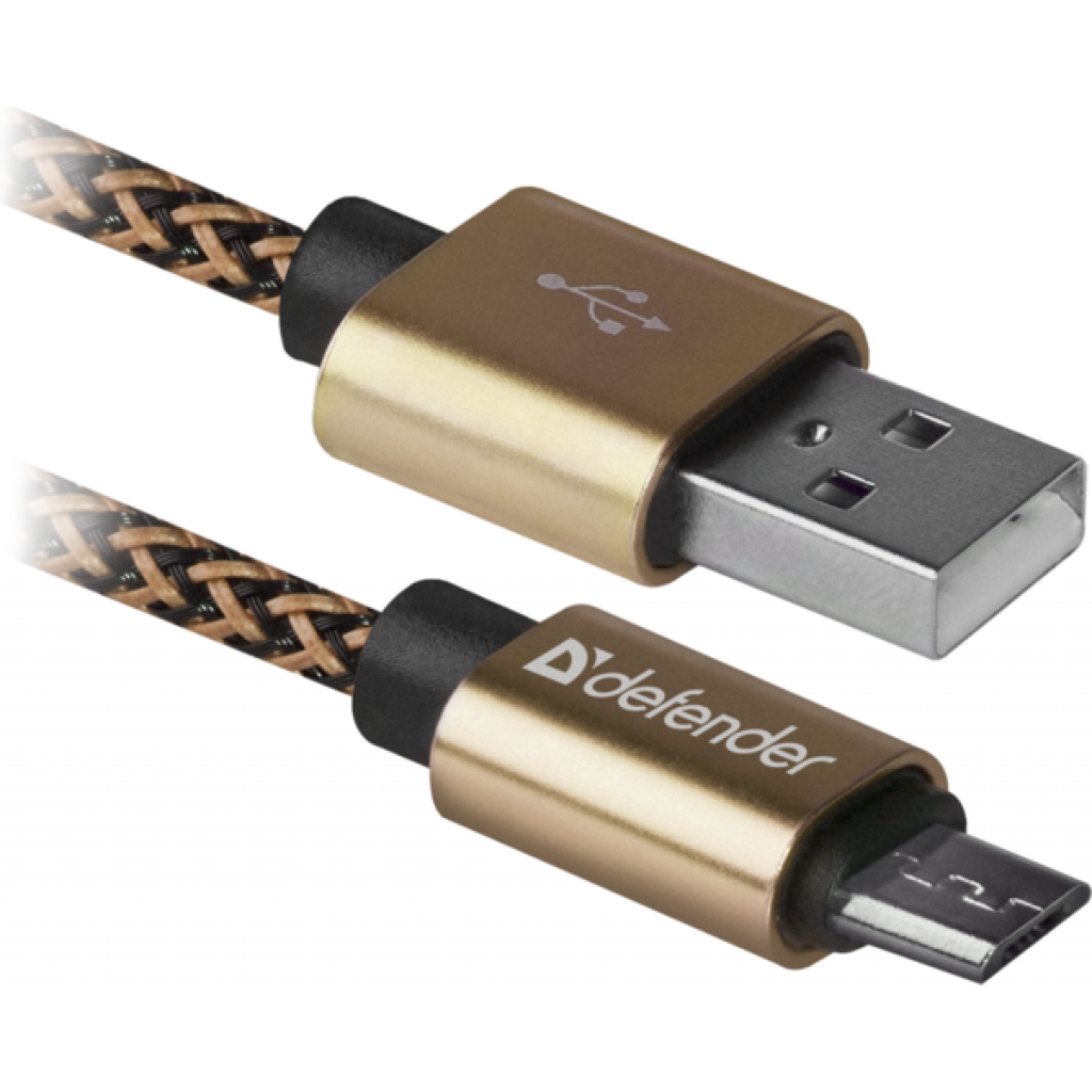 Дата кабель USB 2.0 AM to Micro 5P 1.0m USB08-03T gold Defender (87800) - фото 1 Дата кабель USB 2.0 AM to Micro 5P 1.0m USB08-03T gold Defender (87800) - фото 1