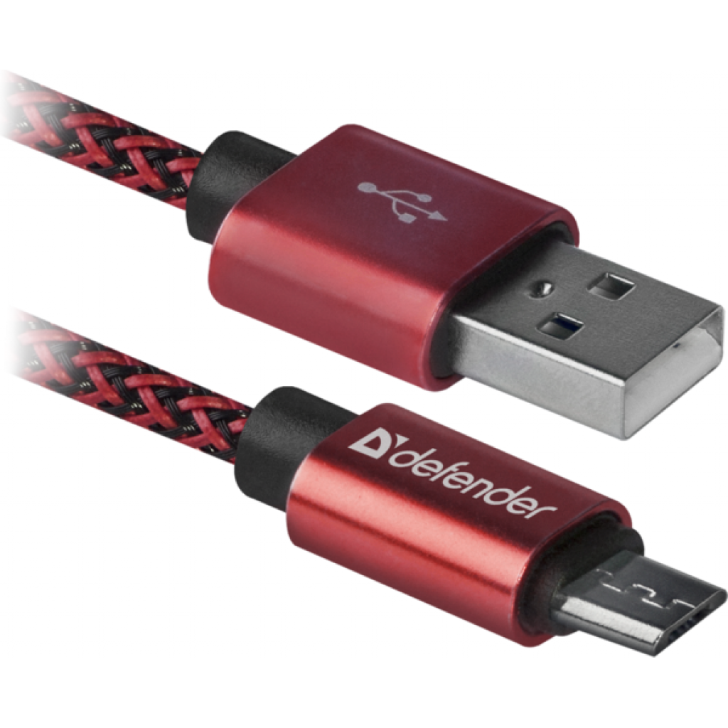 Дата кабель USB 2.0 AM to Micro 5P 1.0m USB08-03T red Defender (87801) - фото 1