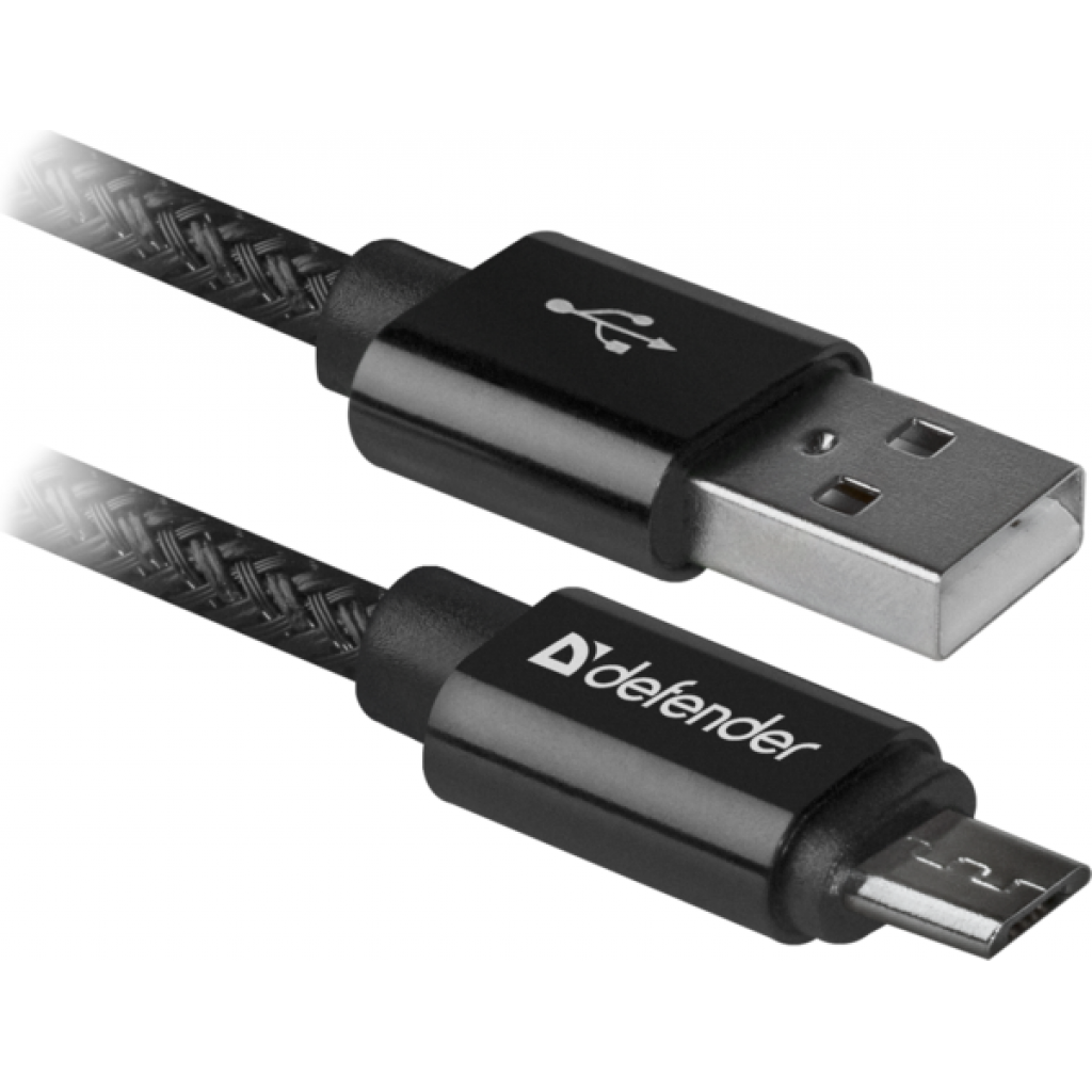 Дата кабель USB 2.0 AM to Micro 5P 1.0m USB08-03T PRO black Defender (87802) - фото 1 Дата кабель USB 2.0 AM to Micro 5P 1.0m USB08-03T PRO black Defender (87802) - фото 1