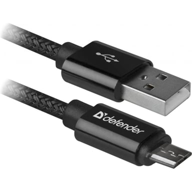 Дата кабель USB 2.0 AM to Micro 5P 1.0m USB08-03T PRO black Defender (87802) - фото 1