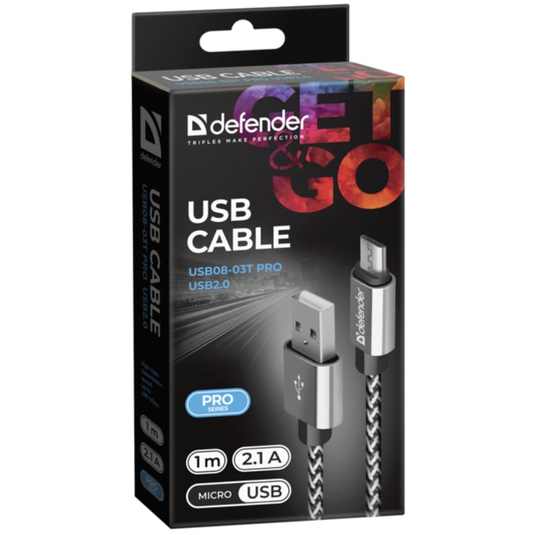 Дата кабель USB 2.0 AM to Micro 5P 1.0m USB08-03T PRO white Defender (87803) - фото 3