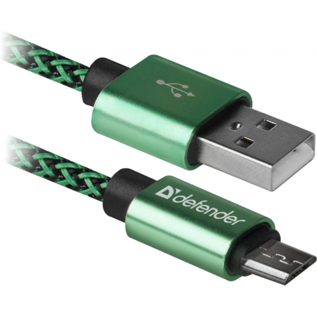 Дата кабель USB 2.0 AM to Micro 5P 1.0m USB08-03T green Defender (87804) - фото 1 Дата кабель USB 2.0 AM to Micro 5P 1.0m USB08-03T green Defender (87804) - фото 1