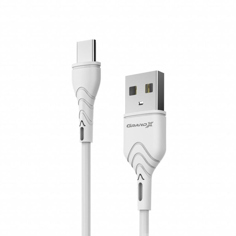 Дата кабель USB 2.0 AM to Type-C 1.0m White Grand-X (PC-03W) - фото 1