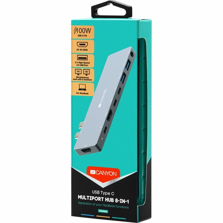 Порт-реплікатор Canyon Docking Station with 8 ports, 1*Type C PD100W+2*Type C (CNS-TDS08DG) - фото 4