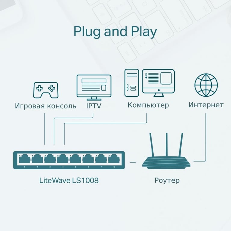 Комутатор мережевий TP-Link LS1008 - фото 6