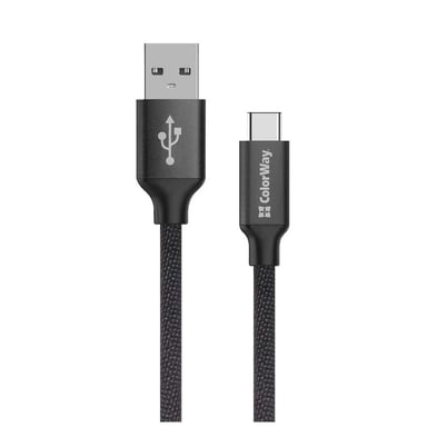 Дата кабель USB 2.0 AM to Type-C 2.0m black ColorWay (CW-CBUC008-BK) - фото 1
