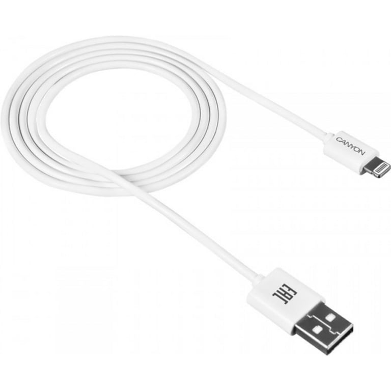 Дата кабель USB 2.0 AM to Lightning 1.0m White Canyon (CNE-CFI1W) - фото 1