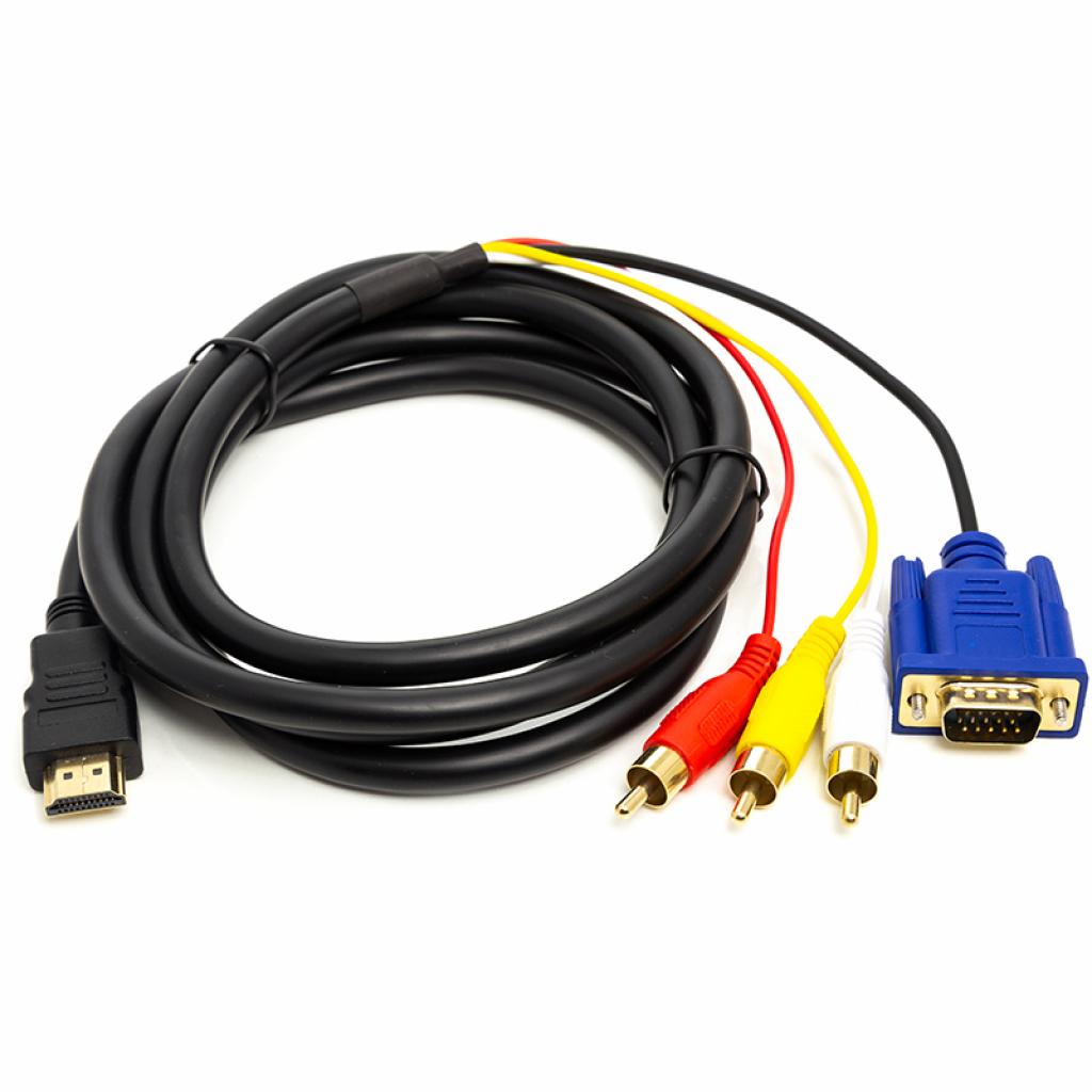Кабель мультимедійний HDMI to VGA / 3*RCA 1.0m 1080p PowerPlant (CA912018) - фото 1 Кабель мультимедійний HDMI to VGA / 3*RCA 1.0m 1080p PowerPlant (CA912018) - фото 1