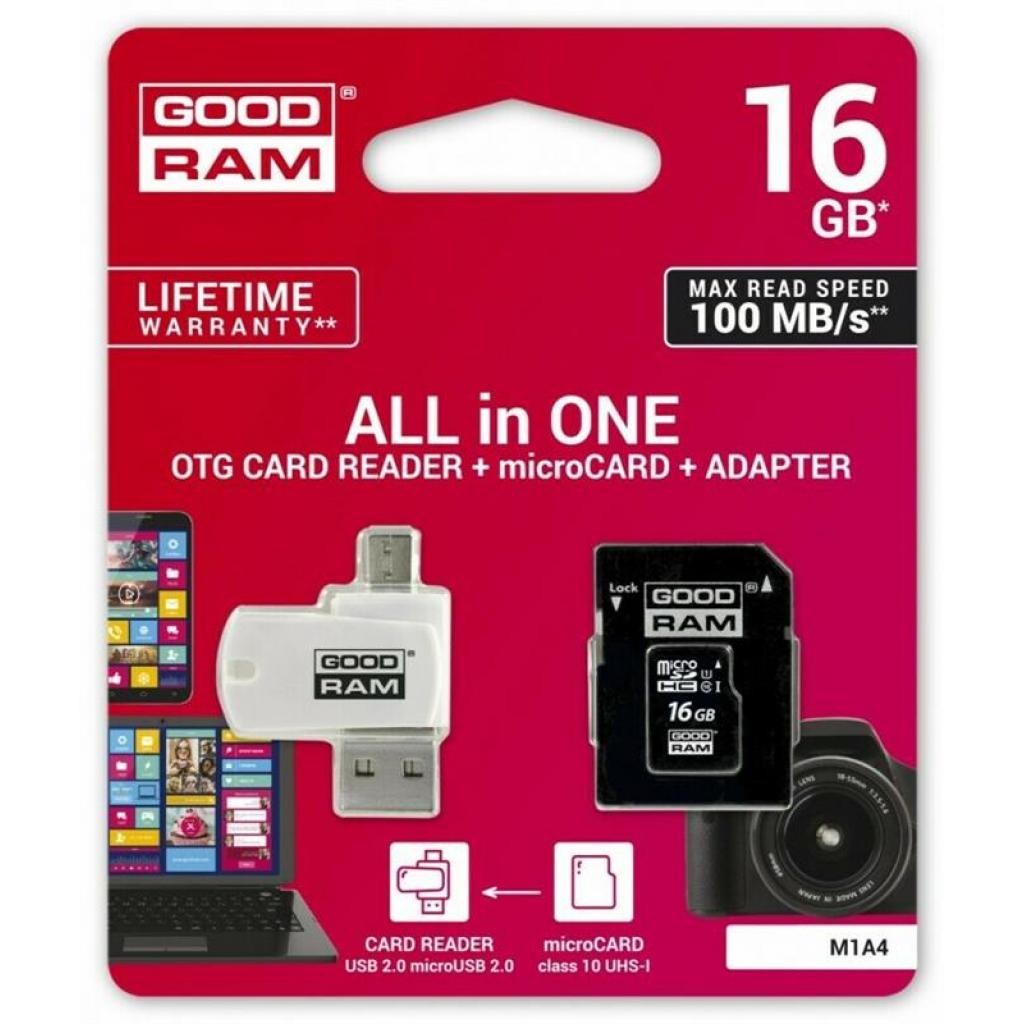 Карта пам'яті Goodram 16Gb microSDHC class 10 UHS-I (M1A4-0160R12) - фото 2 Карта пам'яті Goodram 16Gb microSDHC class 10 UHS-I (M1A4-0160R12) - фото 2