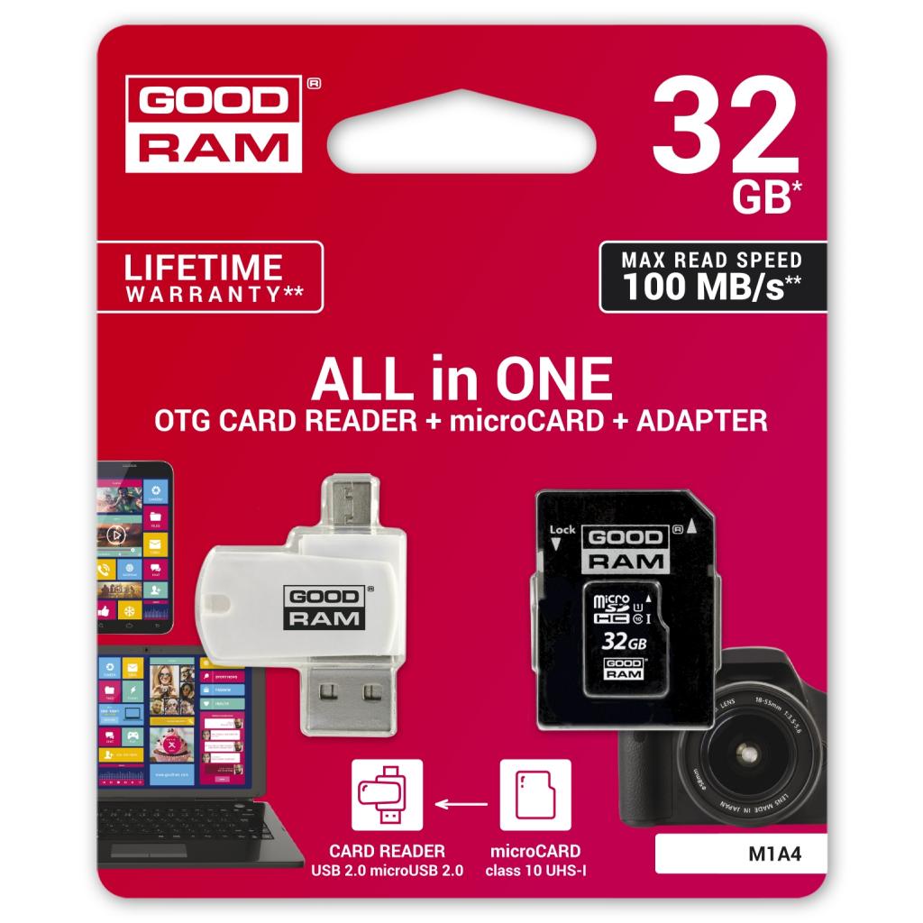 Карта пам'яті Goodram 32GB microSDHC class 10 UHS-I (M1A4-0320R12) - фото 2 Карта пам'яті Goodram 32GB microSDHC class 10 UHS-I (M1A4-0320R12) - фото 2