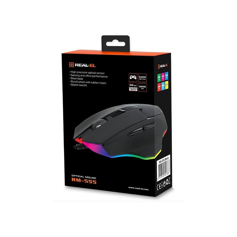 Мишка REAL-EL RM-555 USB Black - фото 4