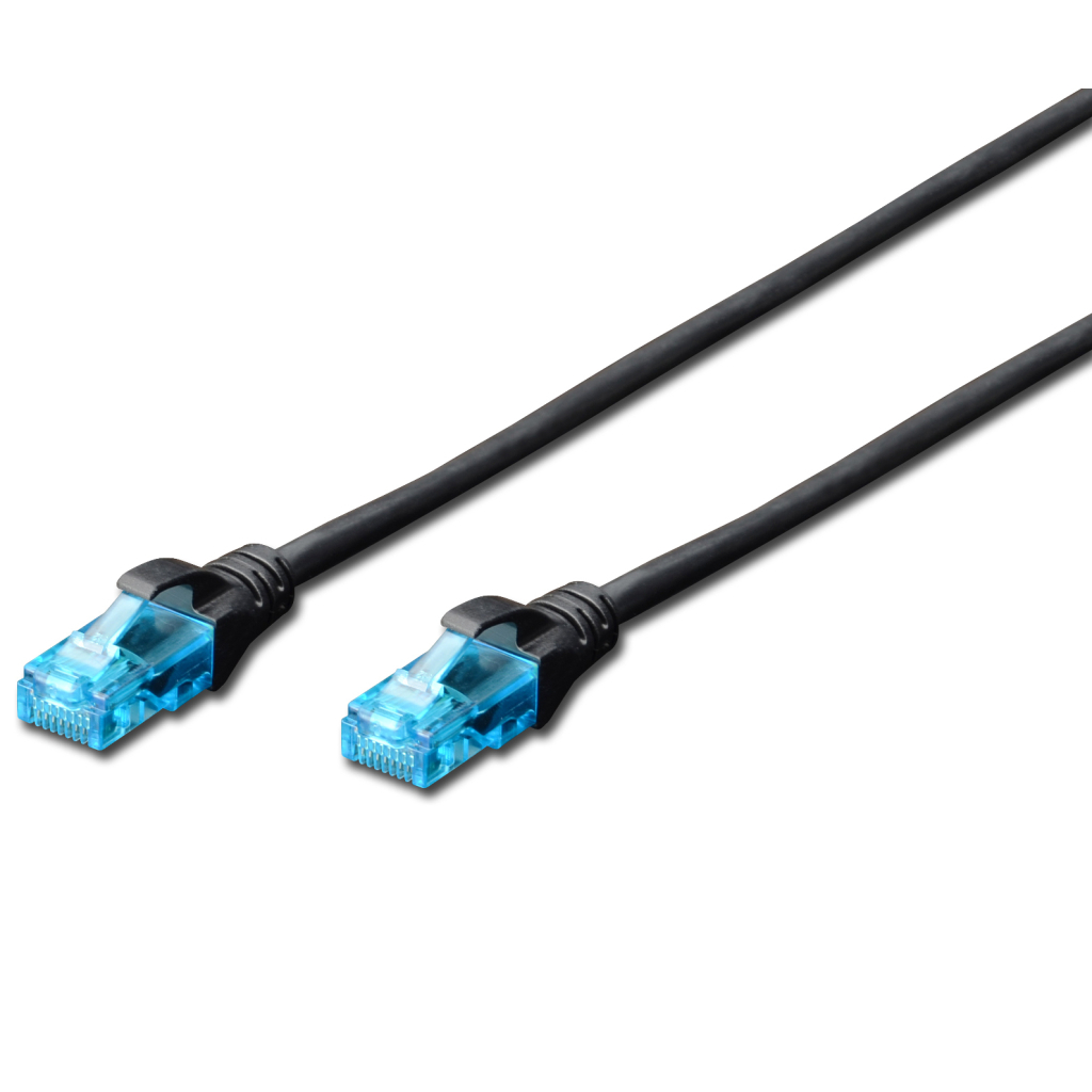 Патч-корд 0.5м, UTP, cat.5e, CCA, black Digitus (DK-1512-005/BL) - фото 1 Патч-корд 0.5м, UTP, cat.5e, CCA, black Digitus (DK-1512-005/BL) - фото 1