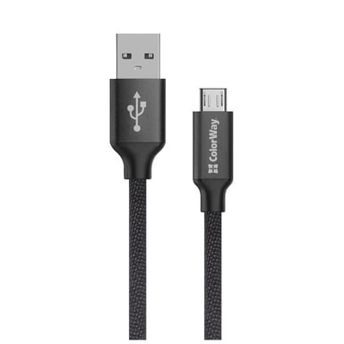Дата кабель USB 2.0 AM to Micro 5P 2.0m black ColorWay (CW-CBUM009-BK) - фото 1