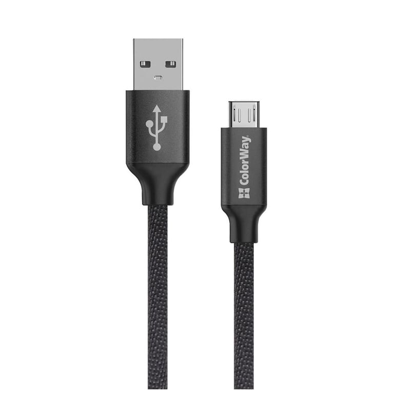 Дата кабель USB 2.0 AM to Micro 5P 2.0m black ColorWay (CW-CBUM009-BK) - фото 1