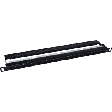 Патч-панель 19" 24xRJ-45 STP cat.5e, 0.5U, with cable organizer Kingda (KD-PP41-STP-C5e-24P-0.5U) - фото 1