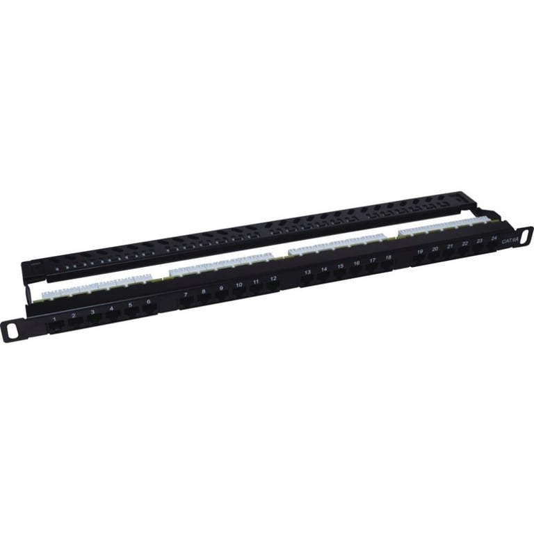 Патч-панель 19" 24xRJ-45 STP cat.5e, 0.5U, with cable organizer Kingda (KD-PP41-STP-C5e-24P-0.5U) - фото 1