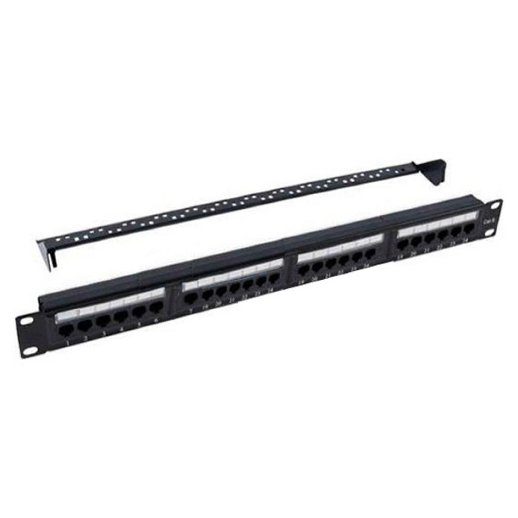 Патч-панель 19" 24xRJ-45 UTP cat.5e, 1U, with cable organizer Kingda (KD-PP07-UTP-C5e-24P) - фото 1