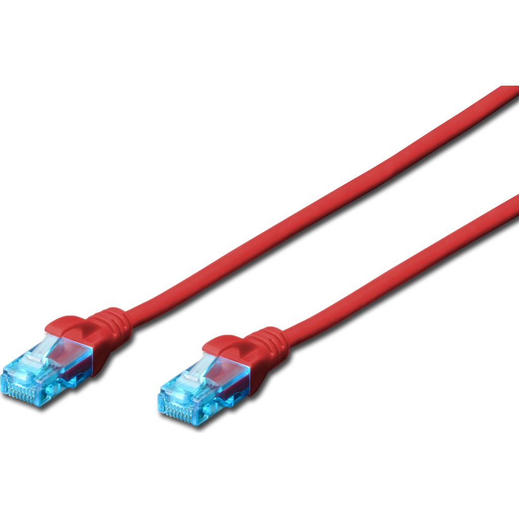 Патч-корд 2м, UTP, cat.5e, AWG 26/7, CCA, PVC, red Digitus (DK-1512-020/R)