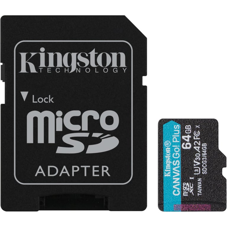 Карта пам'яті Kingston 64GB microSDXC class 10 UHS-I U3 A2 Canvas Go Plus (SDCG3/64GB) - фото 1