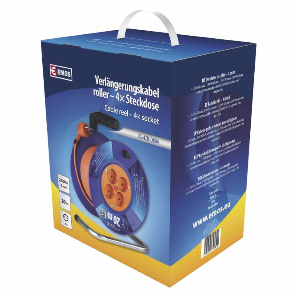 Мережевий подовжувач EMOS катушка 4 роз., 20 м (P09220) - фото 6 Мережевий подовжувач EMOS катушка 4 роз., 20 м (P09220) - фото 6