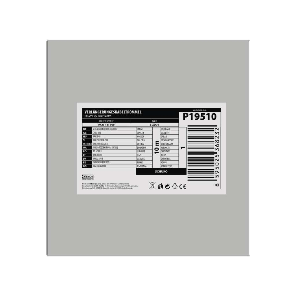Мережевий подовжувач EMOS катушка 4 роз., 10 м (P19510) - фото 6 Мережевий подовжувач EMOS катушка 4 роз., 10 м (P19510) - фото 6
