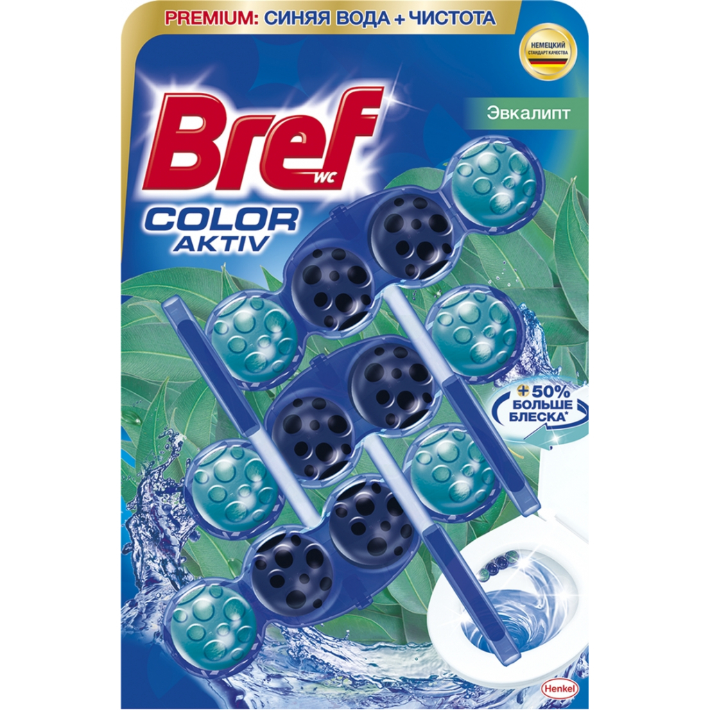 Туалетний блок Bref Кольорова вода Евкаліпт 3х50 г (9000101352986/9000101545678) - фото 1 Туалетний блок Bref Кольорова вода Евкаліпт 3х50 г (9000101352986/9000101545678) - фото 1