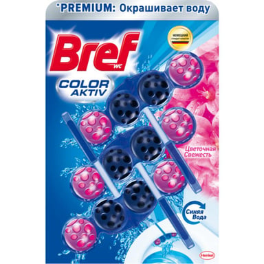 Туалетний блок Bref Кольорова вода Квіткова свіжість 3х50 г (9000101350821/9000101024067) - фото 1