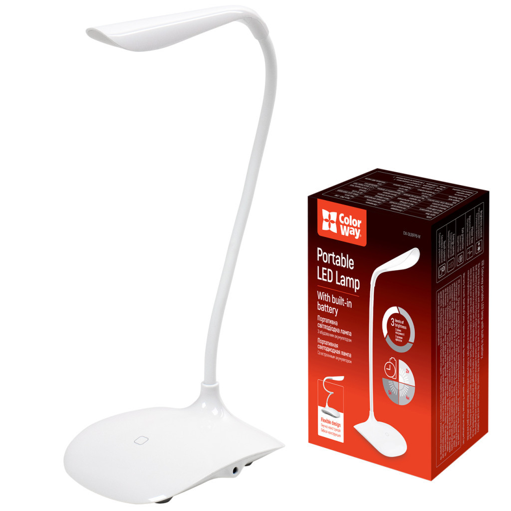 Настільна лампа ColorWay LED Portable & Flexible with built-in accumulator 500mAh (CW-DL06FPB-W) Настільна лампа ColorWay LED Portable & Flexible with built-in accumulator 500mAh (CW-DL06FPB-W)