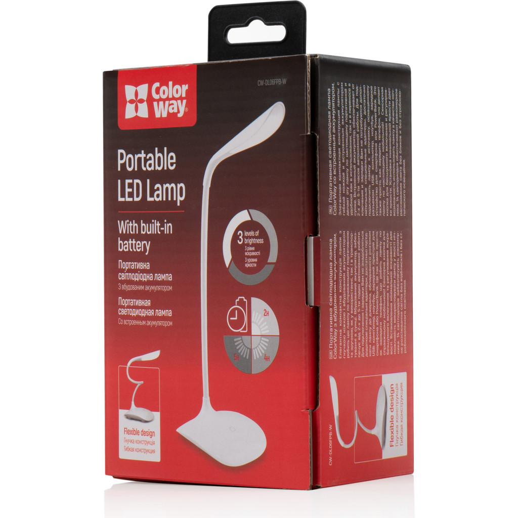 Настільна лампа ColorWay LED Portable & Flexible with built-in accumulator 500mAh (CW-DL06FPB-W) - фото 2 Настільна лампа ColorWay LED Portable & Flexible with built-in accumulator 500mAh (CW-DL06FPB-W) - фото 2