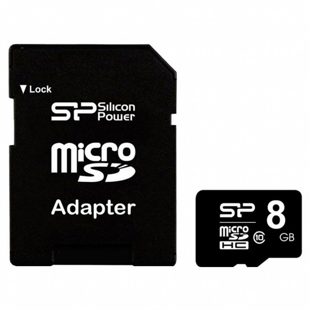 Карта пам'яті Silicon Power 8GB microSD class 10 (SP008GBSTH010V10SP) - фото 1 Карта пам'яті Silicon Power 8GB microSD class 10 (SP008GBSTH010V10SP) - фото 1
