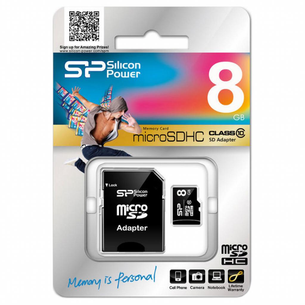 Карта пам'яті Silicon Power 8GB microSD class 10 (SP008GBSTH010V10SP) - фото 2 Карта пам'яті Silicon Power 8GB microSD class 10 (SP008GBSTH010V10SP) - фото 2