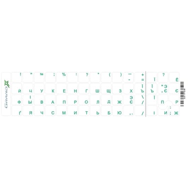 Наклейка на клавіатуру Grand-X 60 keys transparent protection Cyrillic green (GXTPGW) - фото 1