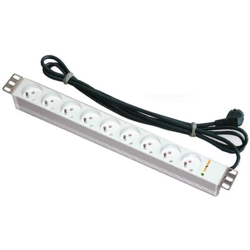 Силовий блок Conteg 19" 1U 9хSchuko, без вимикача, кабель 3м. (DP-RP-09-SCHU) - фото 1