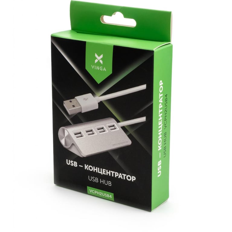 Концентратор Vinga USB 2.0 to 4*USB2.0 metal (VCPH2USB4) - фото 4