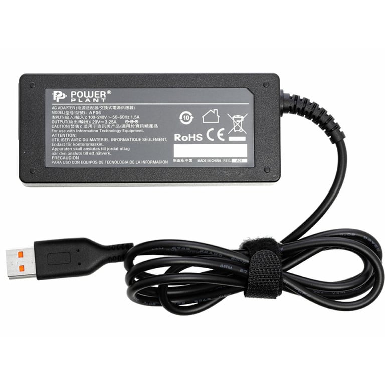 Блок живлення до ноутбуку PowerPlant IBM/LENOVO 220V, 20V 65W 3.25A (YOGA3) (IB65HYOGA) - фото 1