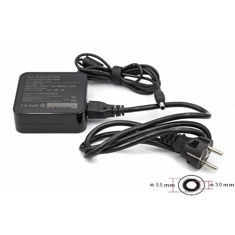 Блок живлення до ноутбуку PowerPlant SAMSUNG 220V, 19V 90W 4.74A (5.5*3.0) wall mount (WM-SA90F5530) - фото 1