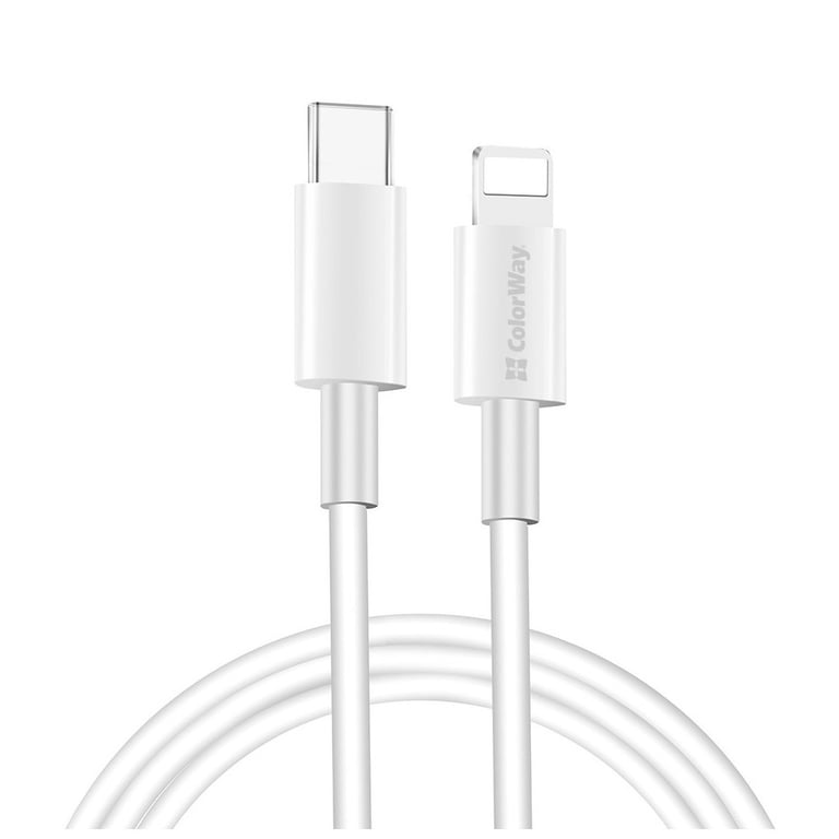 Дата кабель USB-C to Lightning 1.0m 3A white ColorWay (CW-CBPDCL032-WH) - фото 1