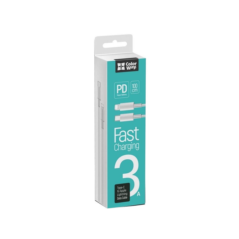 Дата кабель USB-C to Lightning 1.0m 3A white ColorWay (CW-CBPDCL032-WH) - фото 5