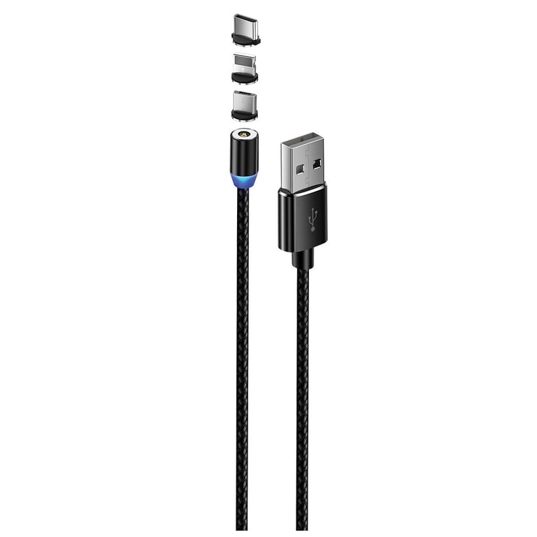 Дата кабель USB 3в1 (Lightning+MicroUSB+Type-C) Magnet only charge ColorWay (CW-CBUU020-BK) - фото 2