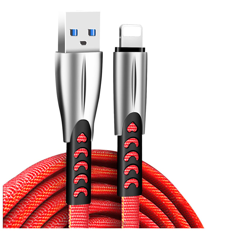 Дата кабель USB 2.0 AM to Lightning 1.0m zinc alloy red ColorWay (CW-CBUL010-RD) - фото 1