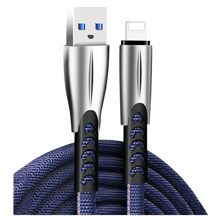 Дата кабель USB 2.0 AM to Lightning 1.0m zinc alloy blue ColorWay (CW-CBUL010-BL) - фото 1