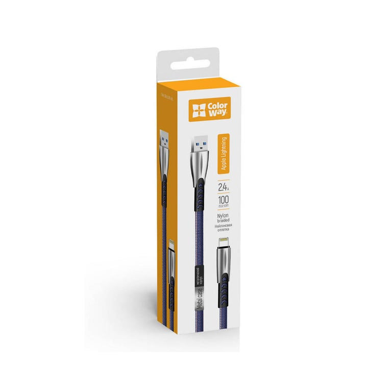 Дата кабель USB 2.0 AM to Lightning 1.0m zinc alloy blue ColorWay (CW-CBUL010-BL) - фото 3